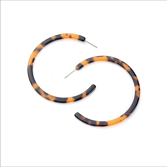 Tortoise Shell Hoop Earrings New With Tags NWT - Picture 2 of 2